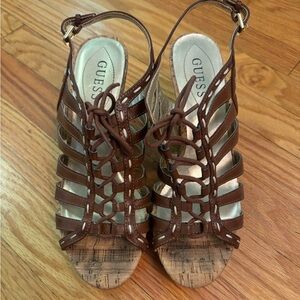 Guess Brown Wedge Sandals with Gladiator Style